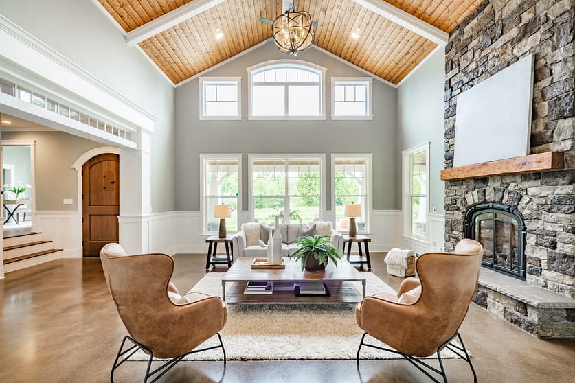 Living Room Wood Ceiling Panels