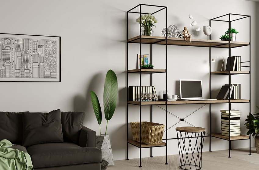 Industrial Style Bookcases in Home Office