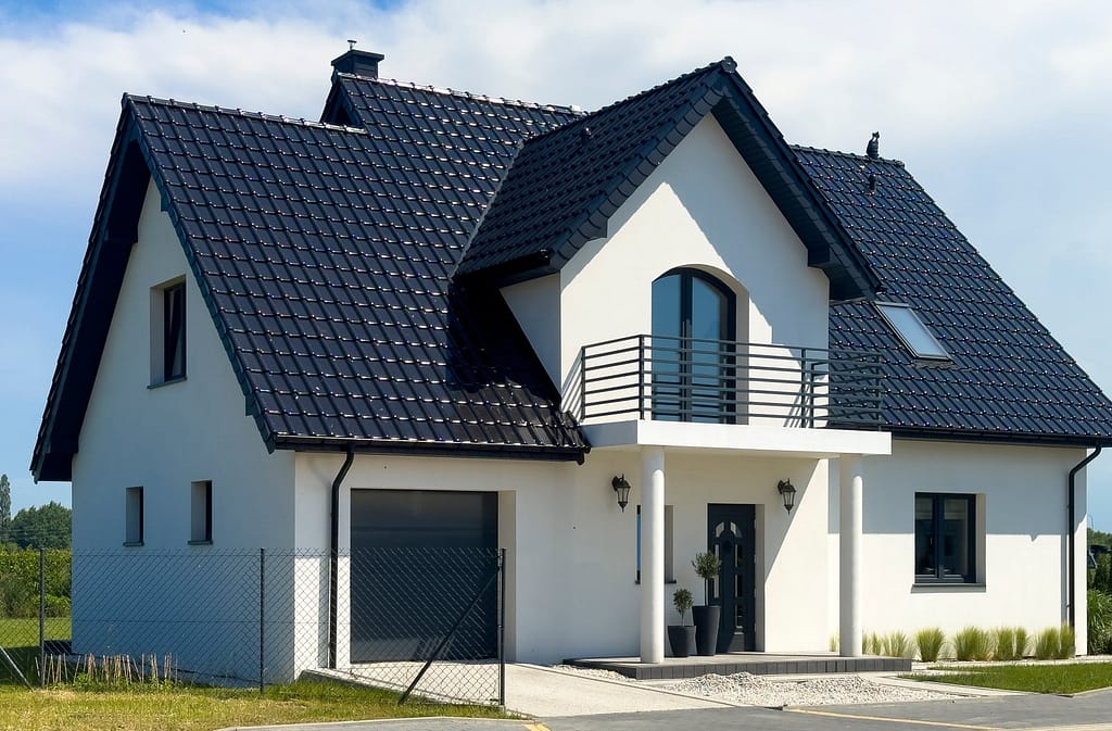 Exterior of a modern white and black style house