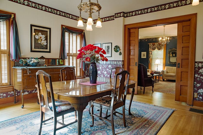 Victorian dining room pocket doors